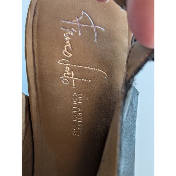 Franco Sarto Artist Collection Helix Blue Suede Block Heel Peep Toe Sandals 8 - Picture 7 of 11